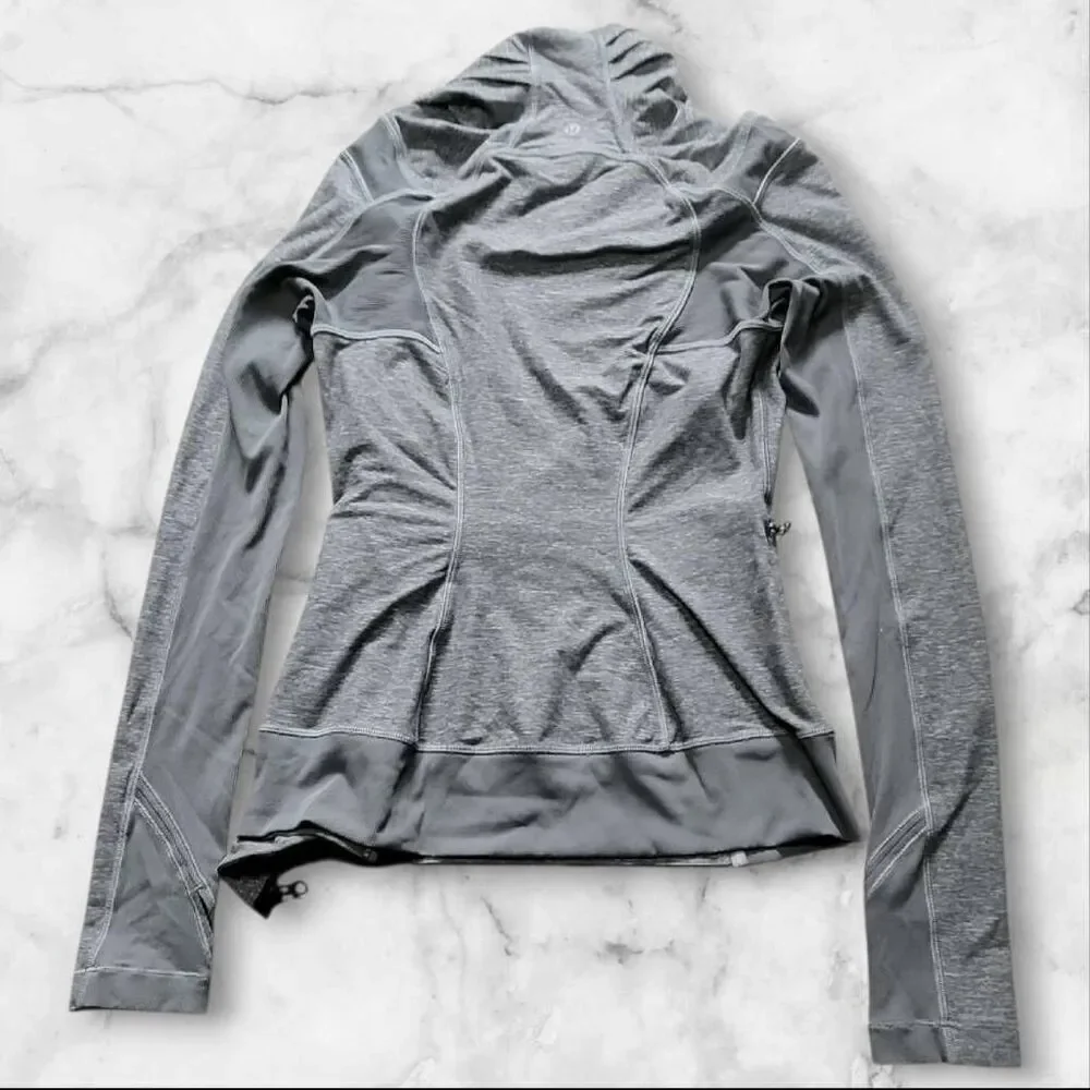 Lululemon Bhakti Yoga Asymmetrical Wrap Athleisure Zip Jacket Gray Size 6